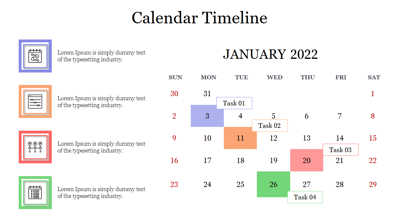 Attractive Calendar Timeline Template Presentation